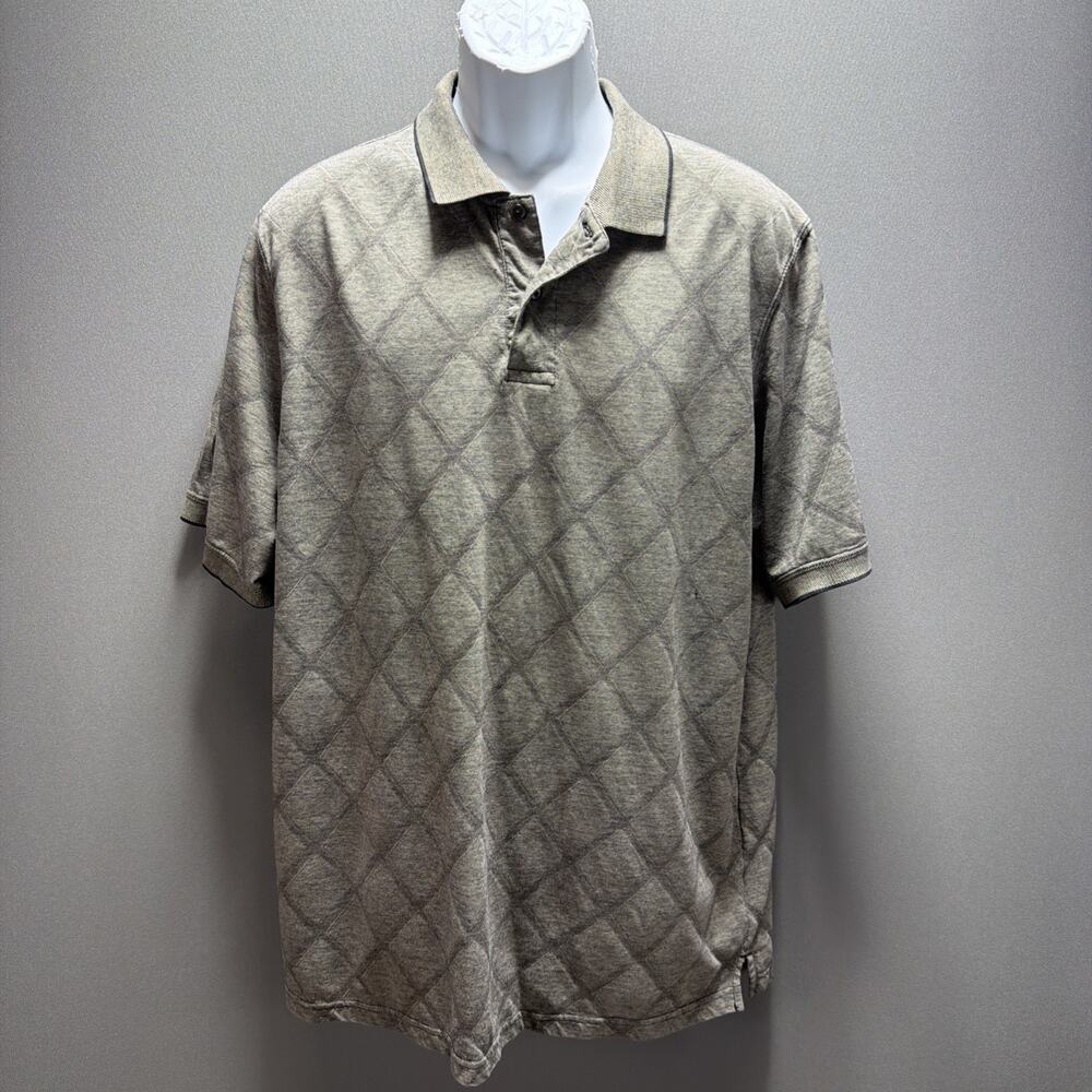 Vintage David Taylor Mens Polo Size XL Gray Striped Golf Dad Shirt